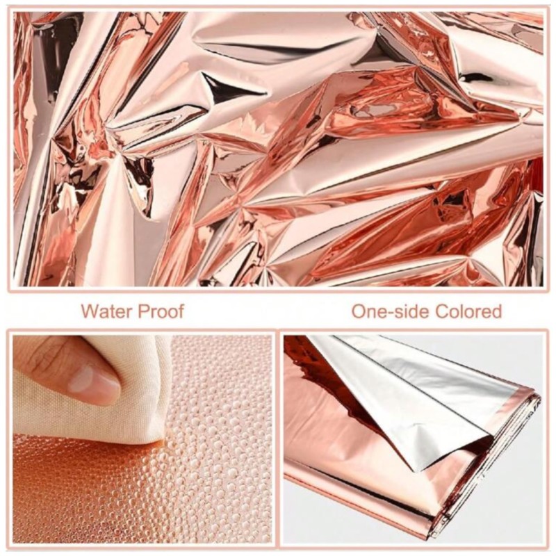 Metaliczny obrus foliowy różowe złoto rose gold 137x274cm