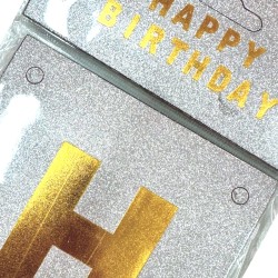 Girlanda Happy Birthday napis srebrna złote litery