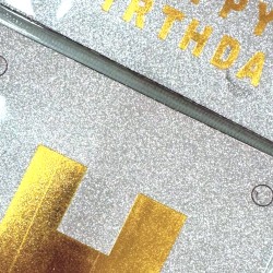 Girlanda Happy Birthday napis srebrna złote litery