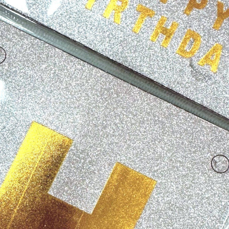 Girlanda Happy Birthday napis srebrna złote litery