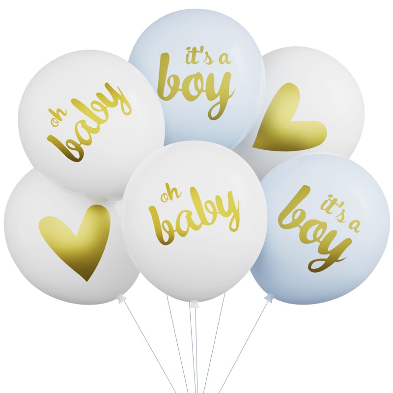 Baby Shower boy zestaw Balonów lateksowych 12 cali 6szt