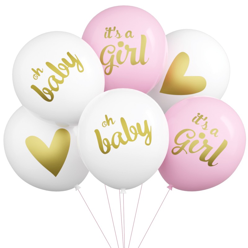 Baby girl zestaw Balonów lateksowych Baby Shower It's a Girl 12 cali 6szt