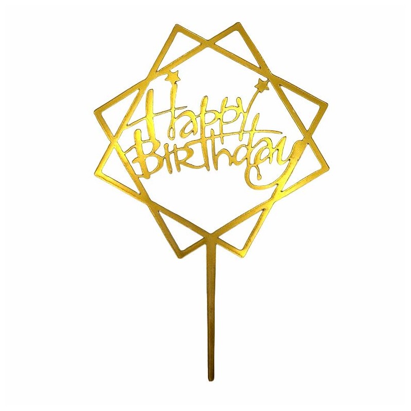 Topper złoty napis Happy Birthday