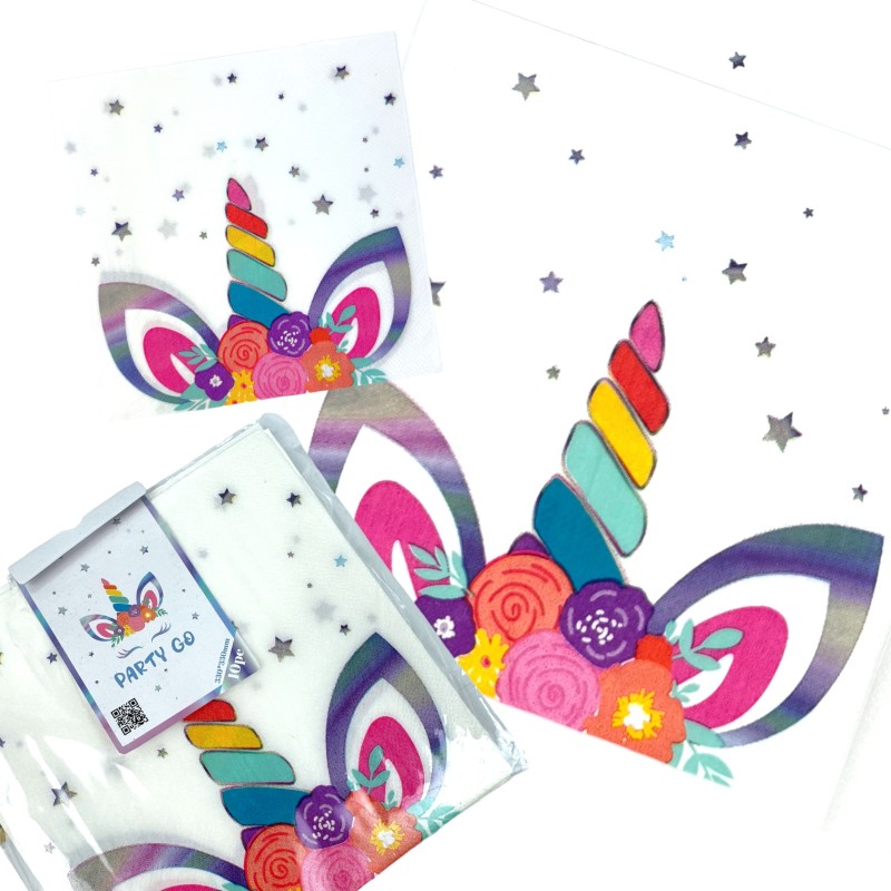 Serwetki z Jednorożcem i Srebrnymi Gwiazdkami 10 szt.