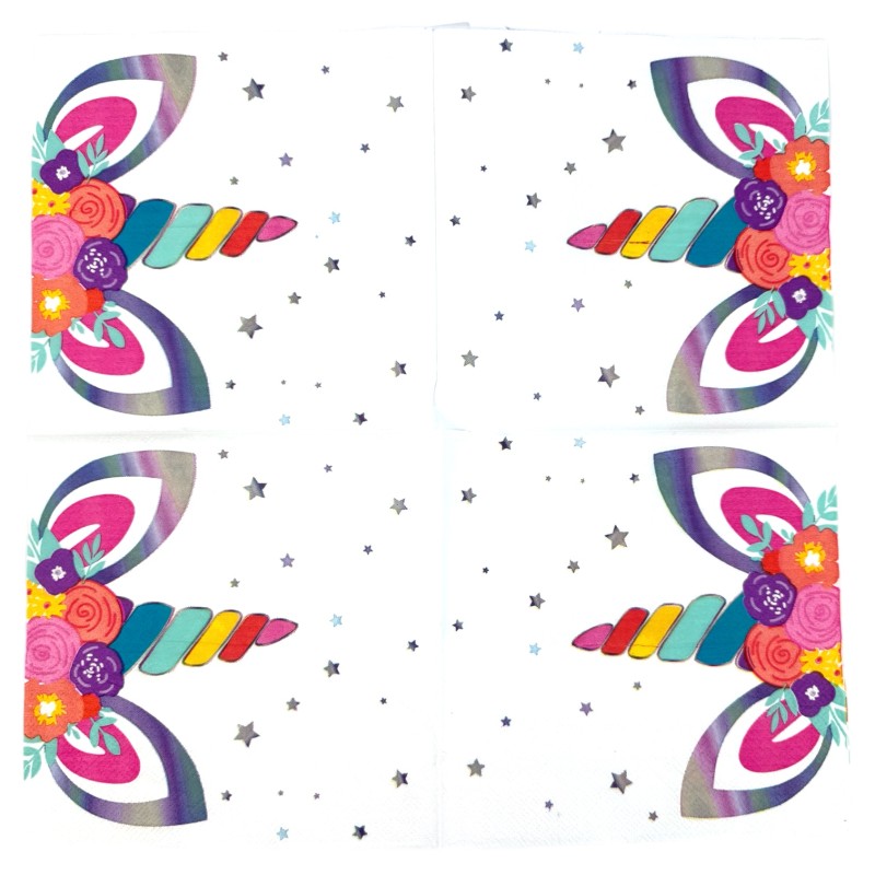 Serwetki z Jednorożcem i Srebrnymi Gwiazdkami 10 szt.