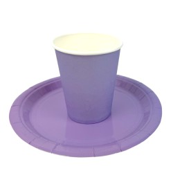 Zestaw imprezowy Fioletowe Kubeczki Talerzyki papierowe Lawendowe