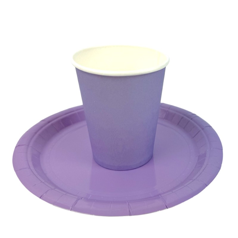 Zestaw imprezowy Fioletowe Kubeczki Talerzyki papierowe Lawendowe