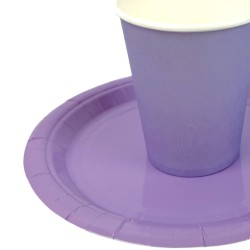 Zestaw imprezowy Fioletowe Kubeczki Talerzyki papierowe Lawendowe