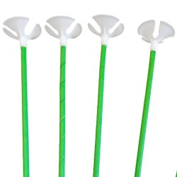 Patyczki papierowe do balonów Zielone 10szt 39cm