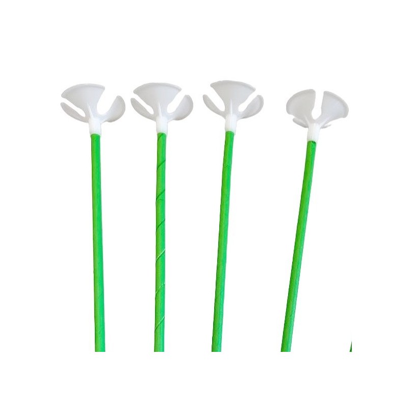 Patyczki papierowe do balonów Zielone 10szt 39cm