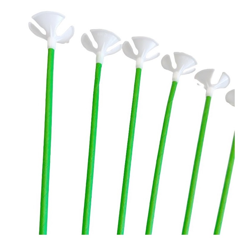 Patyczki papierowe do balonów Zielone 10szt 39cm