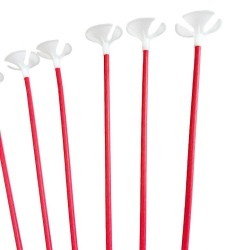 Patyczki papierowe do balonów Czerwone 10 szt. 40 cm