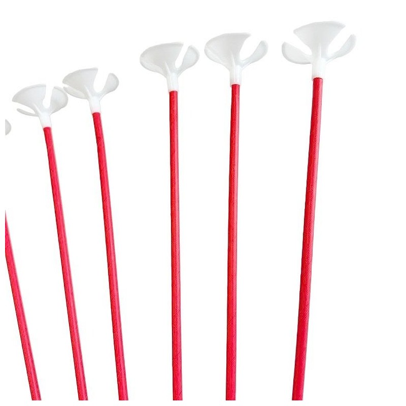 Patyczki papierowe do balonów Czerwone 10 szt. 40 cm