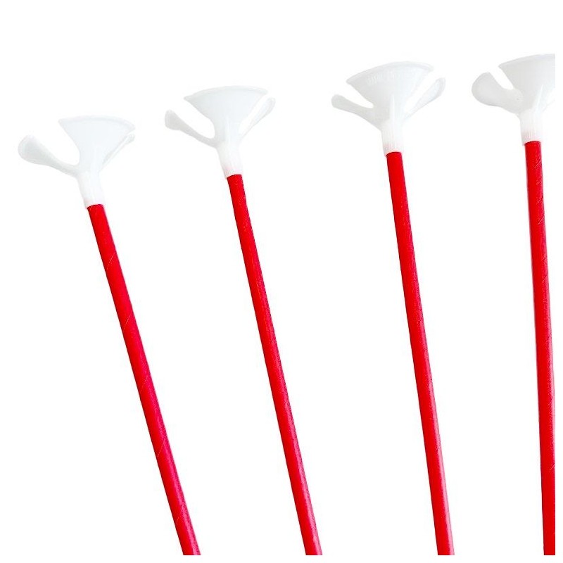 Patyczki papierowe do balonów Czerwone 10 szt. 40 cm