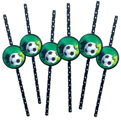 Słomki papierowe Piłka nożna futbol 6szt