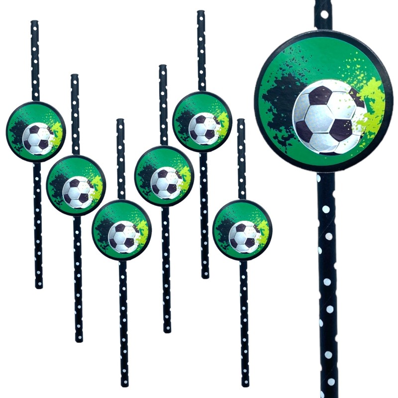 Słomki papierowe Piłka nożna futbol 6szt