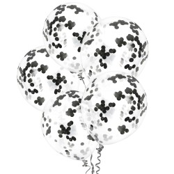 Balony z Czarnym konfetti lateksowe 12 cali 30 cm