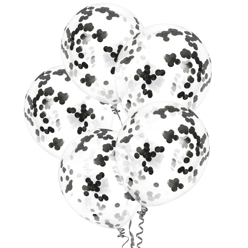 Balony z Czarnym konfetti lateksowe 12 cali 30 cm