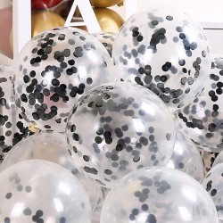Balony z Czarnym konfetti lateksowe 12 cali 30 cm