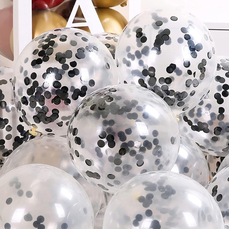 Balony z Czarnym konfetti lateksowe 12 cali 30 cm