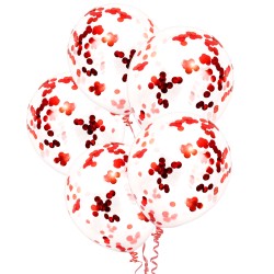 Balony z Czerwonym konfetti lateksowe 12 cali 30 cm