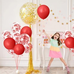 Balony z Czerwonym konfetti lateksowe 12 cali 30 cm