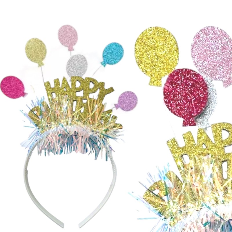 Opaska urodzinowa z balonikami Happy Birthday