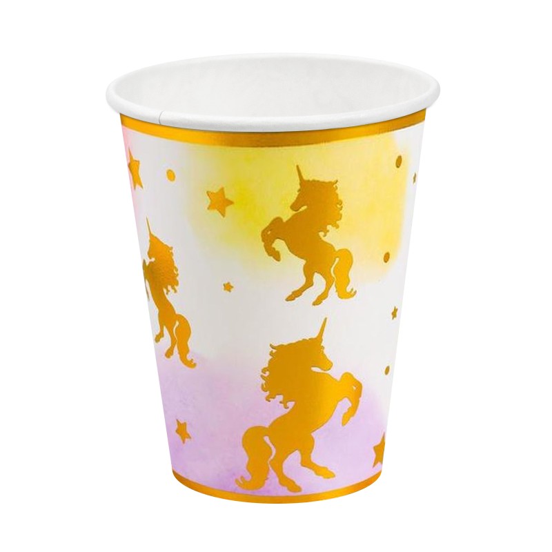 Zestaw Kubeczki Talerzyki papierowe jednorożec unicorn
