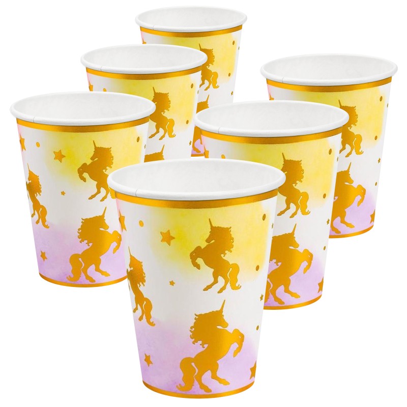 Zestaw Kubeczki Talerzyki papierowe jednorożec unicorn