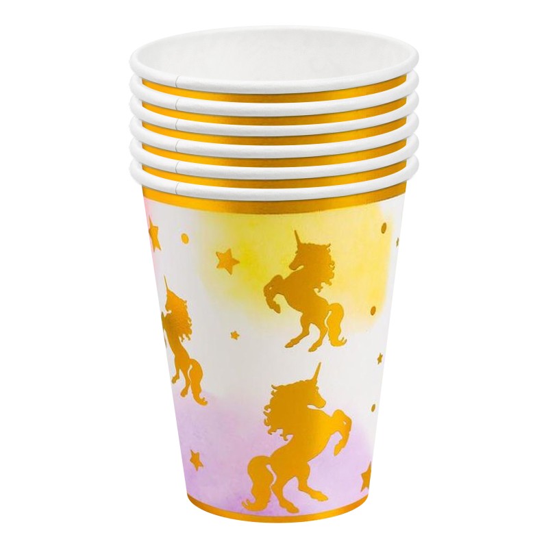 Zestaw Kubeczki Talerzyki papierowe jednorożec unicorn