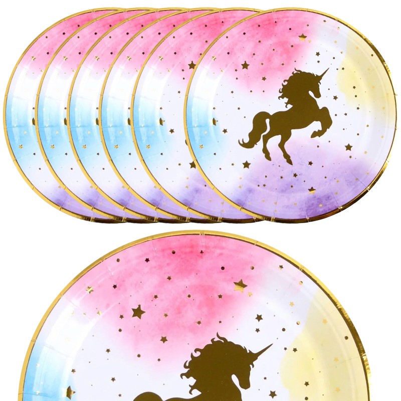Zestaw Kubeczki Talerzyki papierowe jednorożec unicorn