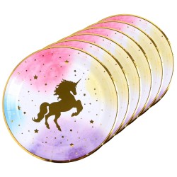 Zestaw Kubeczki Talerzyki papierowe jednorożec unicorn