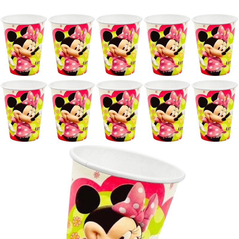 Myszka Minnie Zestaw talerzyki kubeczki trąbki papierowe 36 szt.