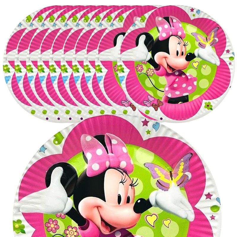 Myszka Minnie Zestaw talerzyki kubeczki trąbki papierowe 36 szt.