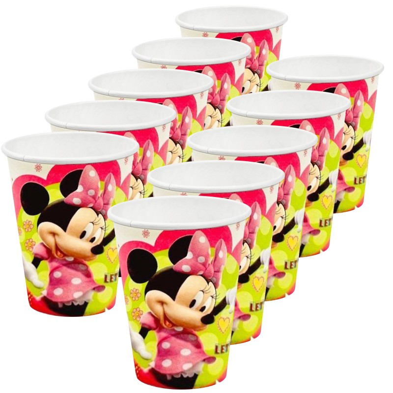 Myszka Minnie Zestaw talerzyki kubeczki trąbki papierowe 36 szt.