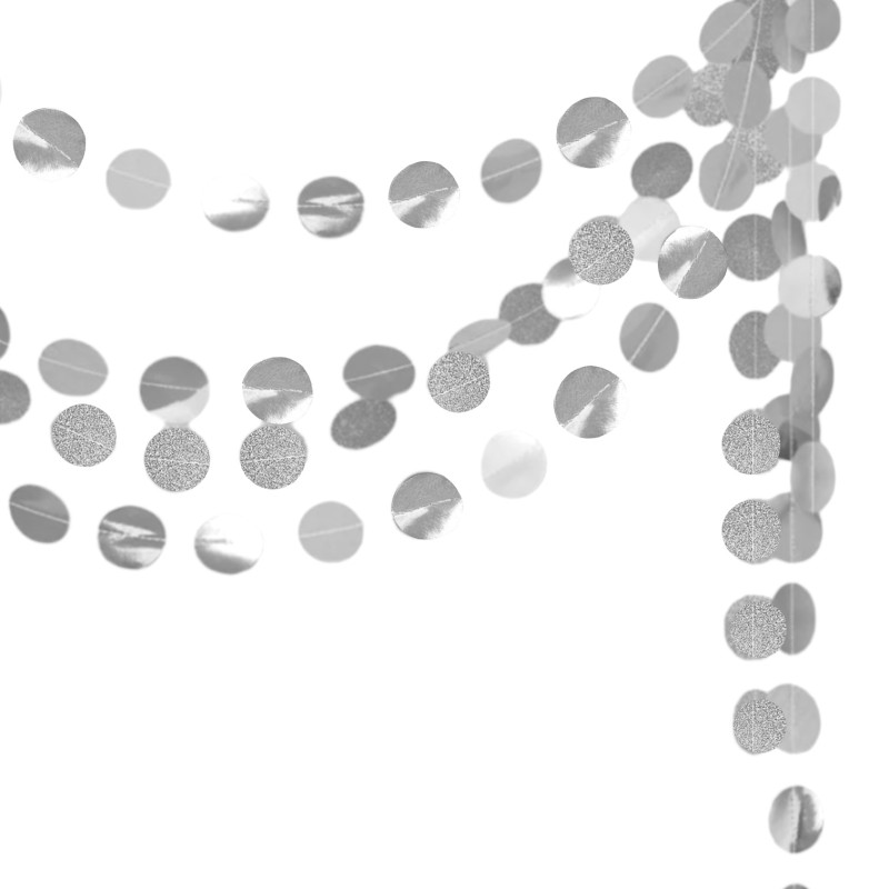 Girlanda srebrna z papierowych kółek 3D 4m