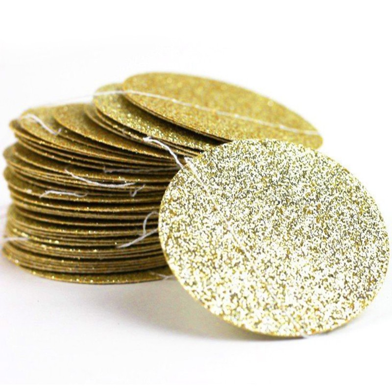 Girlanda 4m złota papierowe kółka brokatowe konfetti dekoracja 3D