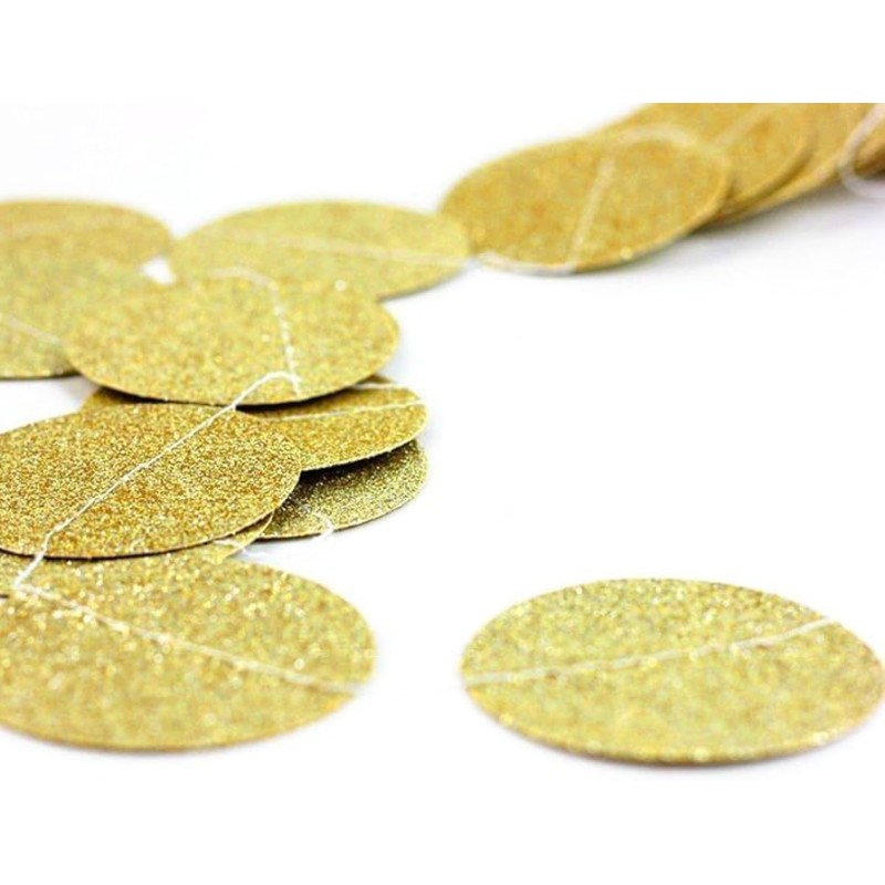 Girlanda 4m złota papierowe kółka brokatowe konfetti dekoracja 3D