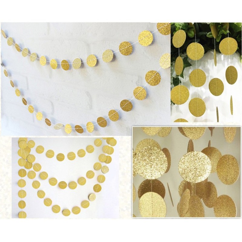 Girlanda 4m złota papierowe kółka brokatowe konfetti dekoracja 3D