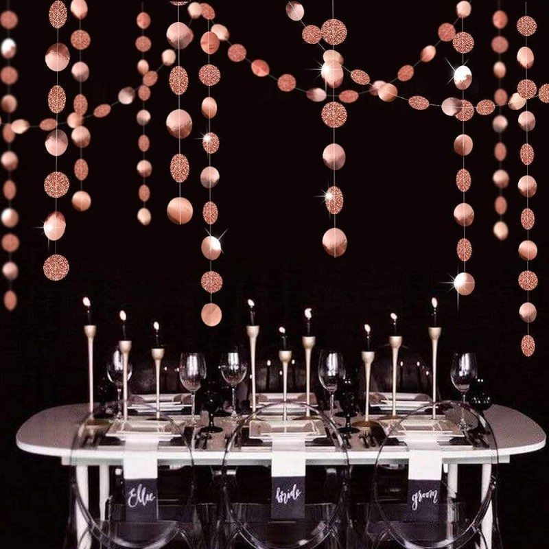 Girlanda 4m złoty róż papierowe kółka brokatowe konfetti Rose Gold 3D