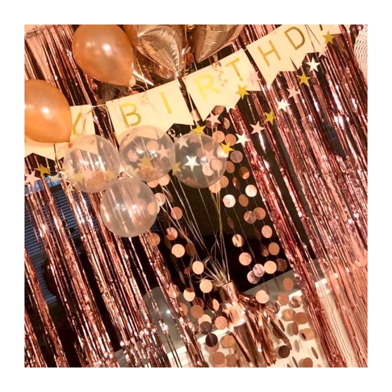 Girlanda 4m złoty róż papierowe kółka brokatowe konfetti Rose Gold 3D