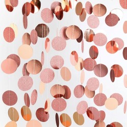 Girlanda 4m złoty róż papierowe kółka brokatowe konfetti Rose Gold 3D