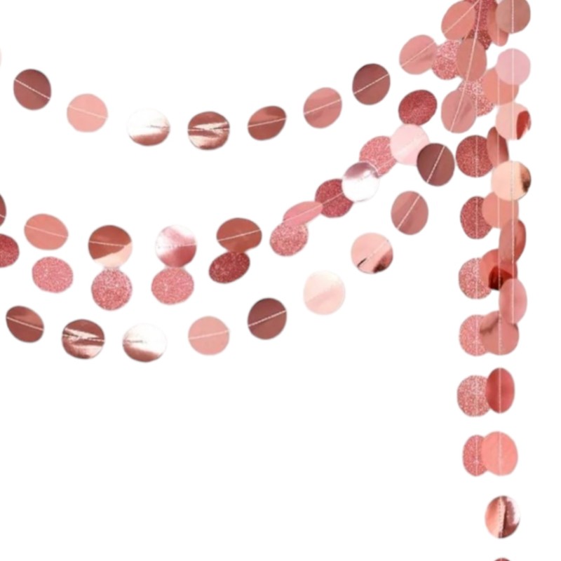 Girlanda 4m złoty róż papierowe kółka brokatowe konfetti Rose Gold 3D