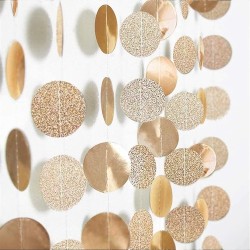 Girlanda 4m szampański róż papierowe kółka brokatowe konfetti dekoracja 3D