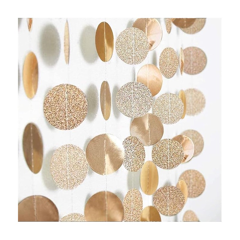 Girlanda 4m szampański róż papierowe kółka brokatowe konfetti dekoracja 3D