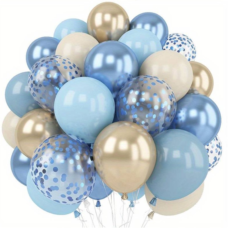 Bukiet balonowy balony niebieskie konfetti retro 24szt.