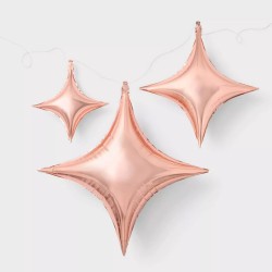 Balon foliowy gwiazda czteroramienna rose gold 65cm
