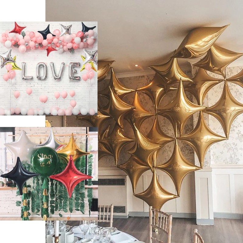 Balon foliowy gwiazda czteroramienna rose gold 65cm