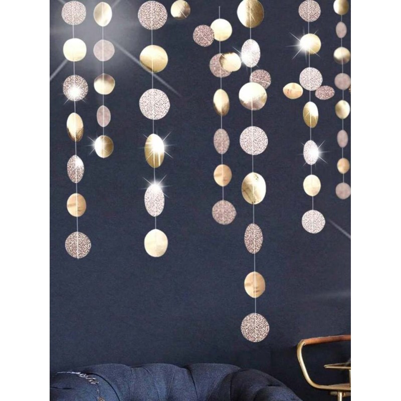 Girlanda 4m szampański róż papierowe kółka brokatowe konfetti dekoracja 3D