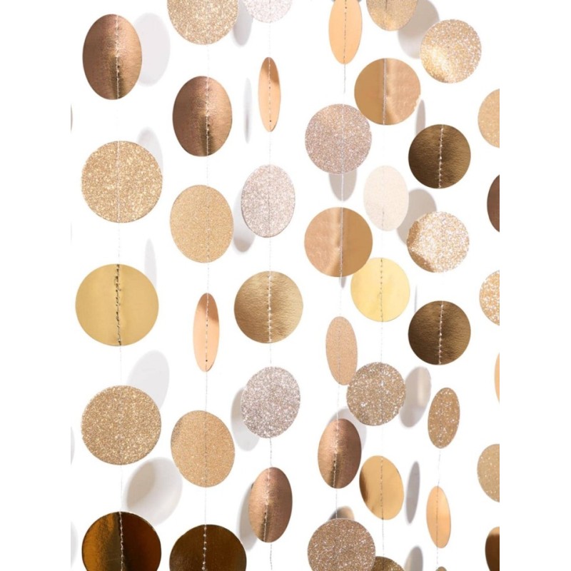 Girlanda 4m szampański róż papierowe kółka brokatowe konfetti dekoracja 3D